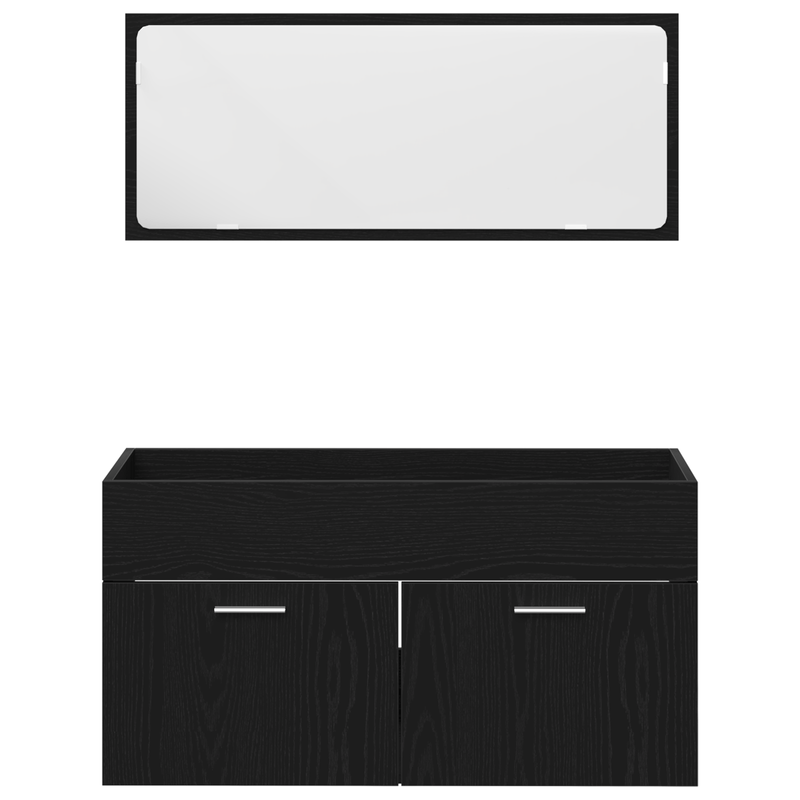 Casa si Gradina - Mobilier - Seturi de mobilier - Seturi baie - Set Mobilier Baie 3 Piese Negru Stejar Lemn Ingineresc - Infinity.ro