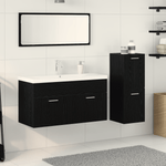 Casa si Gradina - Mobilier - Seturi de mobilier - Seturi baie - Set de mobila pentru baie de 4 piese stejar negru lemn prelucrat - Infinity.ro