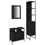 Casa si Gradina - Mobilier - Seturi de mobilier - Seturi baie - Set de mobila pentru baie 3 piese  Negru Stejar Lemn prelucrat - Infinity.ro