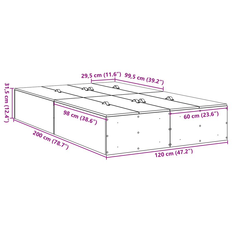 Casa si Gradina - Mobilier - Paturi si accesorii - Paturi - Cadru de pat de depozitare Gri beton 120x200 cm - Infinity.ro