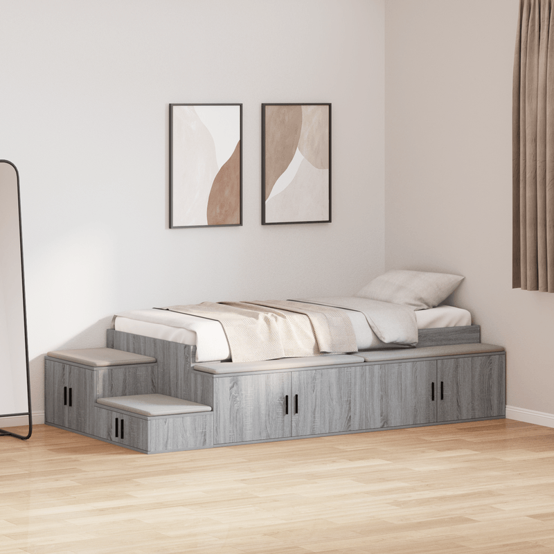 Casa si Gradina - Mobilier - Paturi si accesorii - Paturi - Cadru de Pat cu Spatiu de Depozitare Gri Sonoma 75x190 cm - Infinity.ro