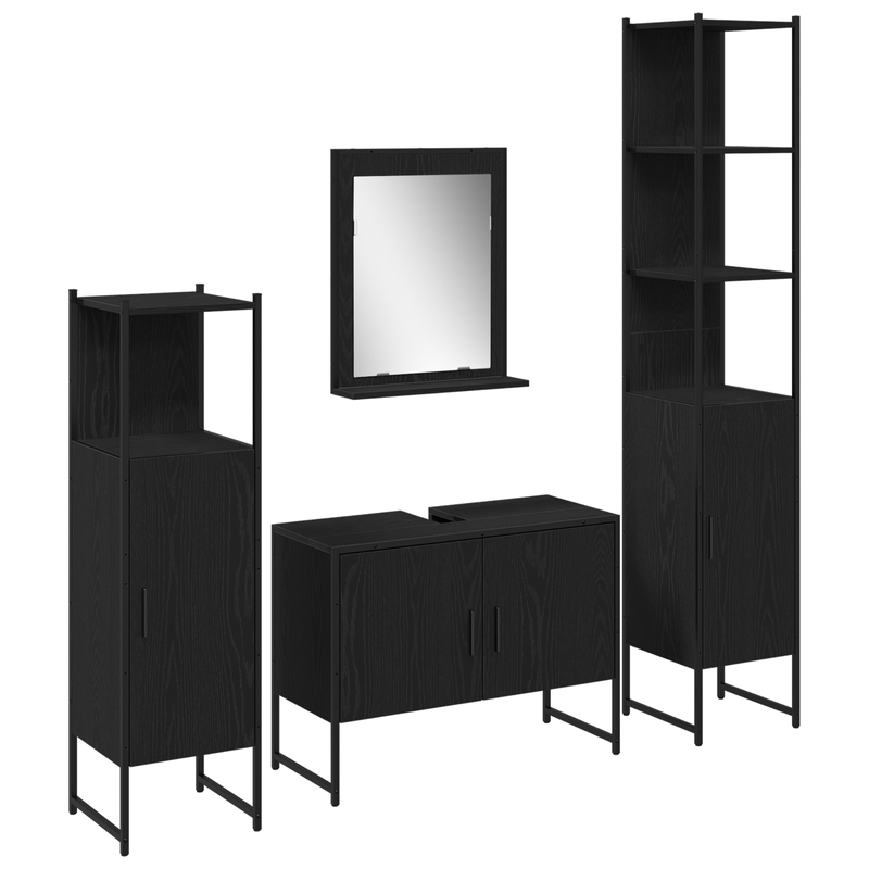 Casa si Gradina - Mobilier - Seturi de mobilier - Seturi baie - Set 4 piese mobilier baie Stejar negru Lemn prelucrat - Infinity.ro