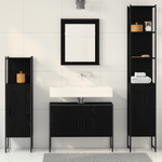 Casa si Gradina - Mobilier - Seturi de mobilier - Seturi baie - Set 4 piese mobilier baie Stejar negru Lemn prelucrat - Infinity.ro