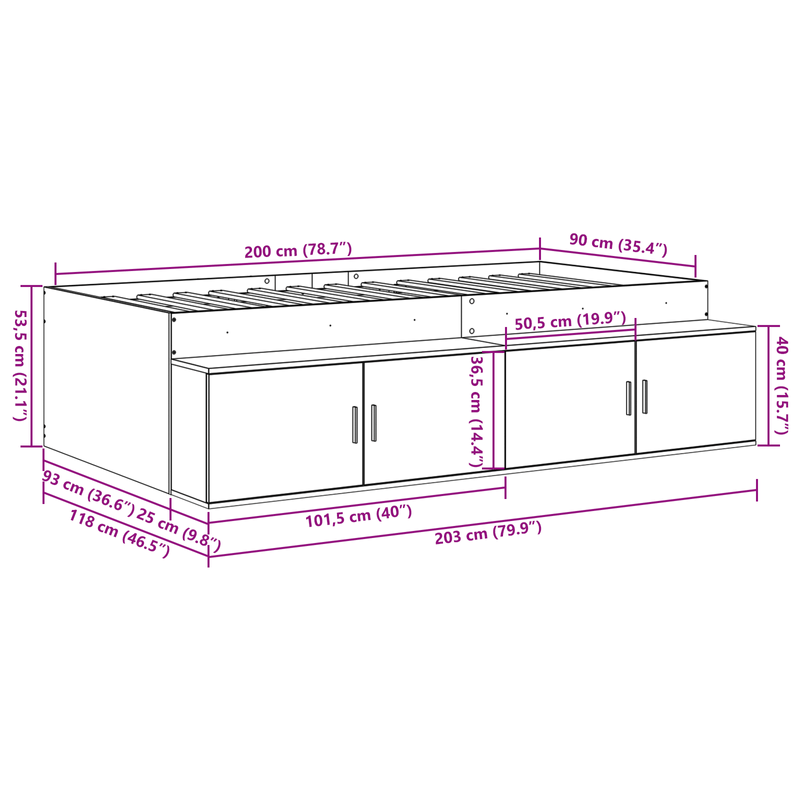 Casa si Gradina - Mobilier - Paturi si accesorii - Paturi - Cadru de pat din lemn vechi 90x200 cm - Infinity.ro