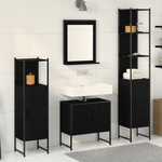 Casa si Gradina - Mobilier - Seturi de mobilier - Seturi baie - Set Mobilier Baie 4 Piese Stejar Negru - Lemn Prelucrat - Infinity.ro