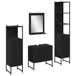 Casa si Gradina - Mobilier - Seturi de mobilier - Seturi baie - Set Mobilier Baie 4 Piese Stejar Negru - Lemn Prelucrat - Infinity.ro