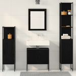 Casa si Gradina - Mobilier - Seturi de mobilier - Seturi baie - Set Mobilier Baie 4 Piese Stejar Negru - Lemn Prelucrat - Infinity.ro