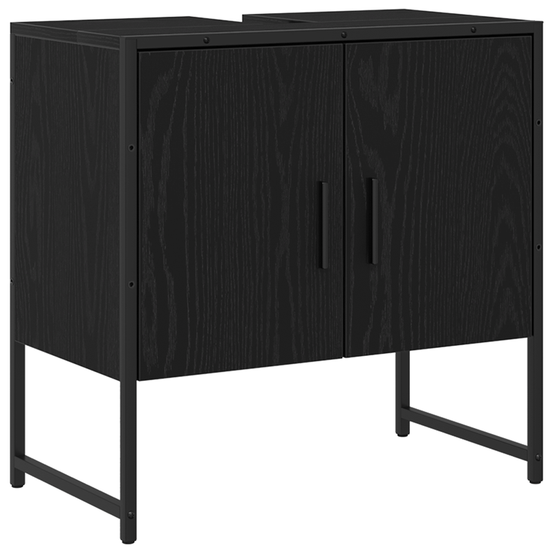 Casa si Gradina - Mobilier - Seturi de mobilier - Seturi baie - Set Mobilier Baie 4 Piese Stejar Negru - Lemn Prelucrat - Infinity.ro