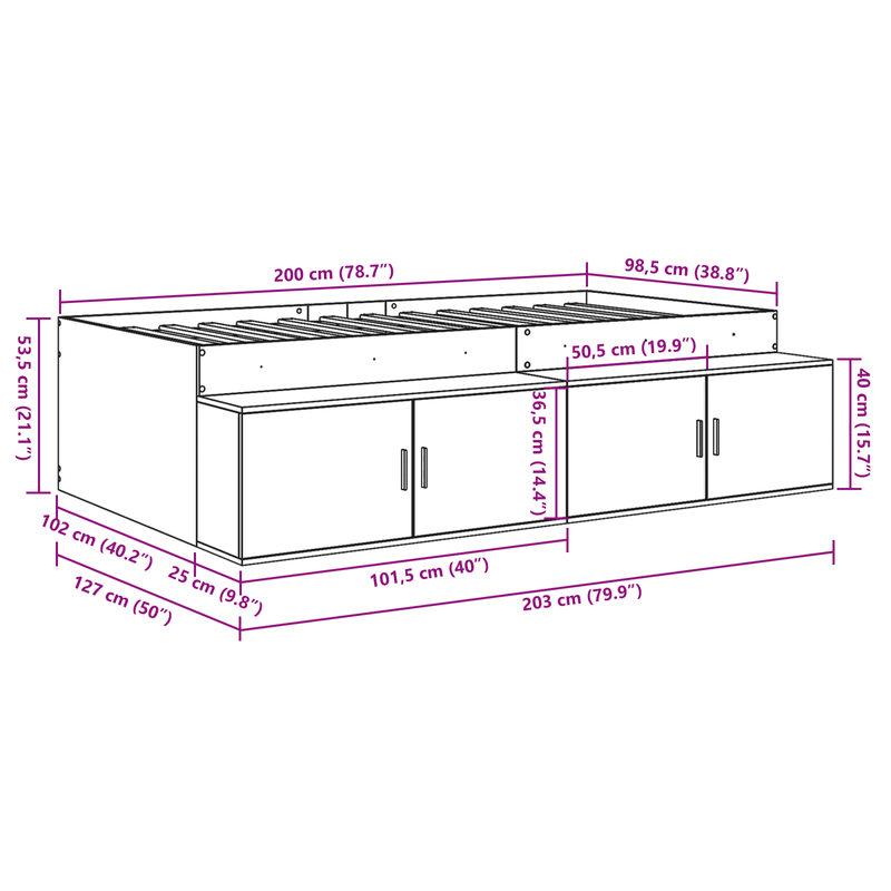 Casa si Gradina - Mobilier - Paturi si accesorii - Paturi - Cadru de pat Gri beton 100x200 cm - Infinity.ro