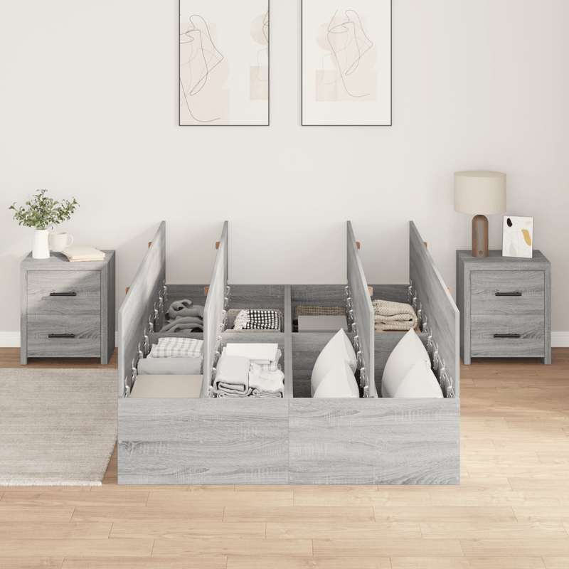 Casa si Gradina - Mobilier - Paturi si accesorii - Paturi - Cadru de pat cu depozitare  Gri Sonoma 120x190 cm - Infinity.ro