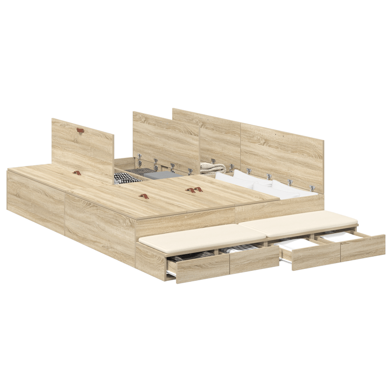 Casa si Gradina - Mobilier - Paturi si accesorii - Paturi - Cadru de pat de depozitare Sonoma Oak 140x190 cm - Infinity.ro