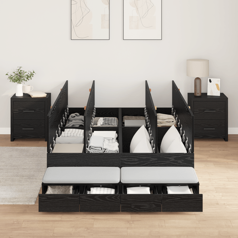 Casa si Gradina - Mobilier - Paturi si accesorii - Paturi - Cadru de pat cu depozitare Negru Stejar 120x190 cm - Infinity.ro