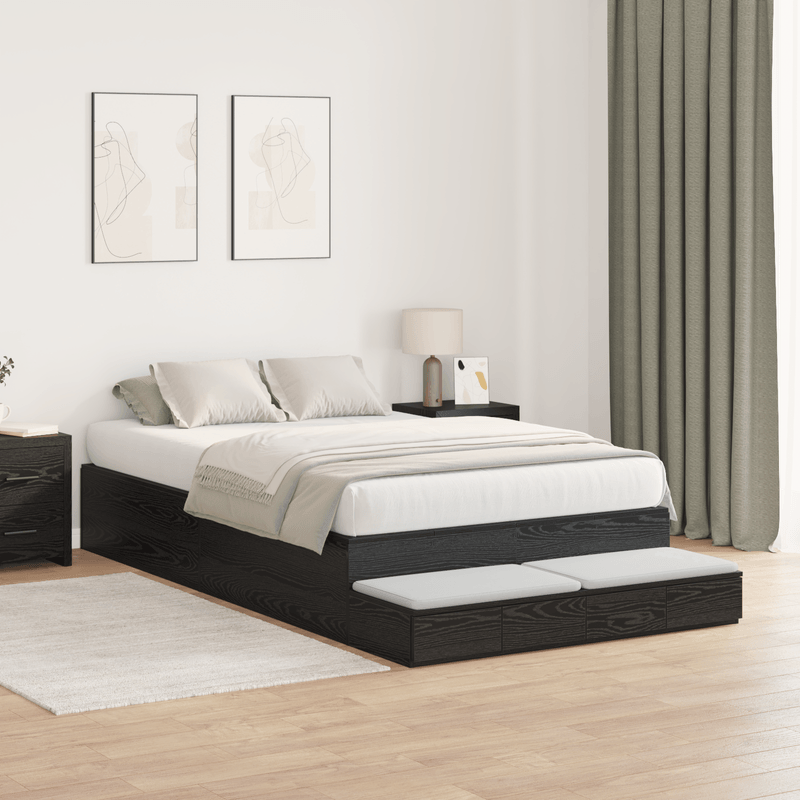 Casa si Gradina - Mobilier - Paturi si accesorii - Paturi - Cadru de pat cu depozitare Negru Stejar 120x190 cm - Infinity.ro
