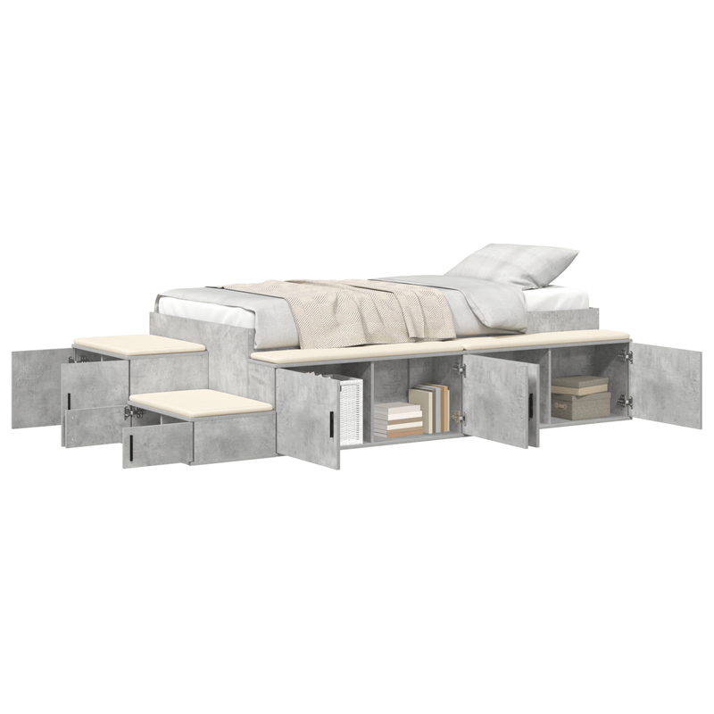 Casa si Gradina - Mobilier - Paturi si accesorii - Paturi - Rama de pat de depozitare Gri Beton 75x190 cm - Infinity.ro