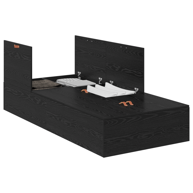 Casa si Gradina - Mobilier - Paturi si accesorii - Paturi - Cadru de pat cu depozitare  Negru Stejar 90x190 cm - Infinity.ro