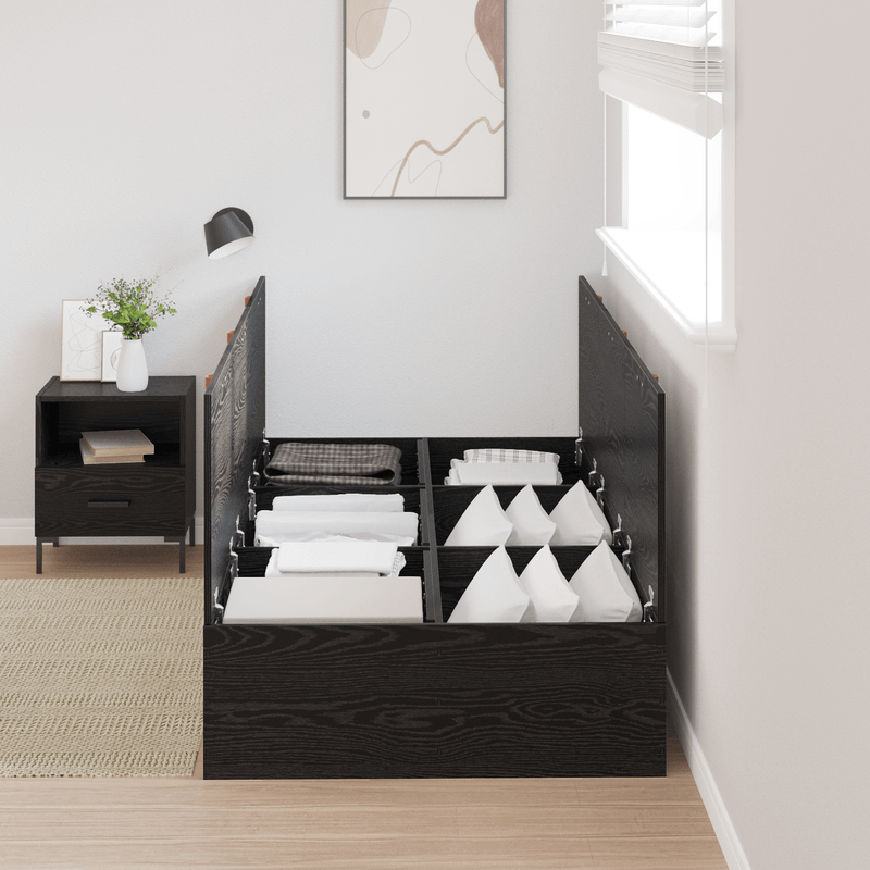 Casa si Gradina - Mobilier - Paturi si accesorii - Paturi - Cadru de pat cu depozitare  Negru Stejar 90x190 cm - Infinity.ro