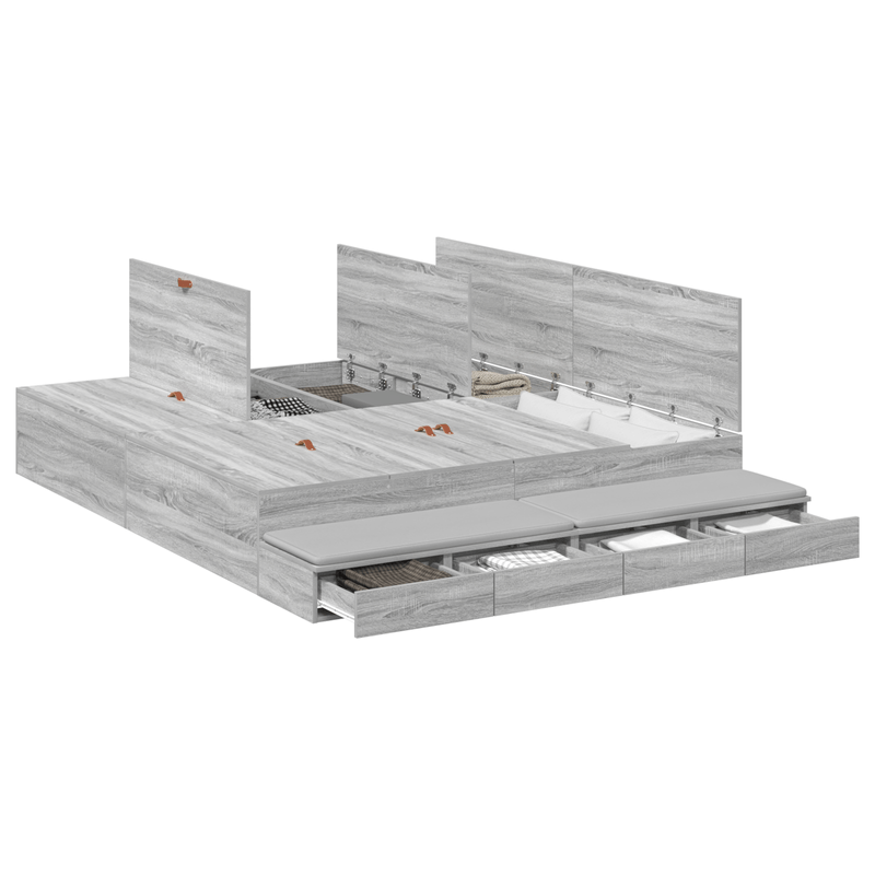 Casa si Gradina - Mobilier - Paturi si accesorii - Paturi - Cadru de pat Gri sonoma 200x200 cm - Infinity.ro