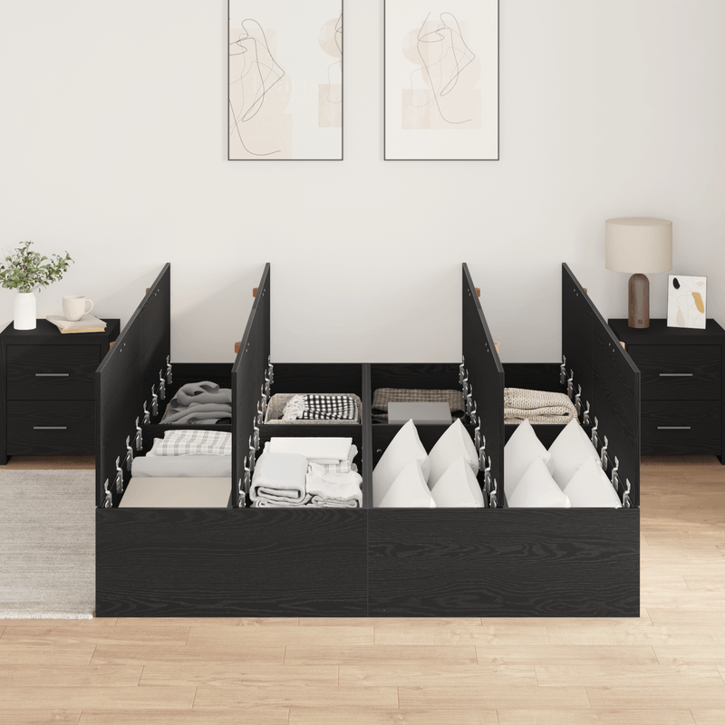 Casa si Gradina - Mobilier - Paturi si accesorii - Paturi - Cadru de pat cu depozitare  Stejar negru 200x200 cm - Infinity.ro