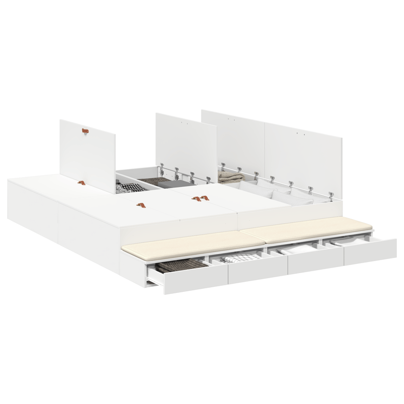 Casa si Gradina - Mobilier - Paturi si accesorii - Paturi - Cadru de pat cu depozitare Alb 200x200 cm - Infinity.ro