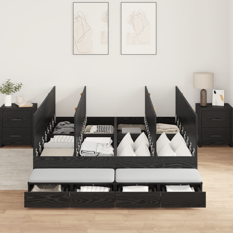 Casa si Gradina - Mobilier - Paturi si accesorii - Paturi - Cadru de pat cu depozitare Negru Stejar 140x190 cm - Infinity.ro