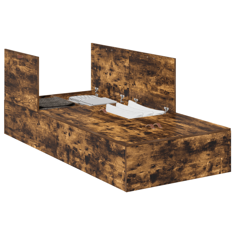 Casa si Gradina - Mobilier - Paturi si accesorii - Paturi - Cadru de pat cu depozitare  Stejar afumat 90x190 cm - Infinity.ro