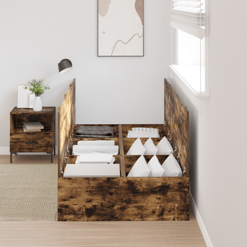 Casa si Gradina - Mobilier - Paturi si accesorii - Paturi - Cadru de pat cu depozitare  Stejar afumat 90x190 cm - Infinity.ro