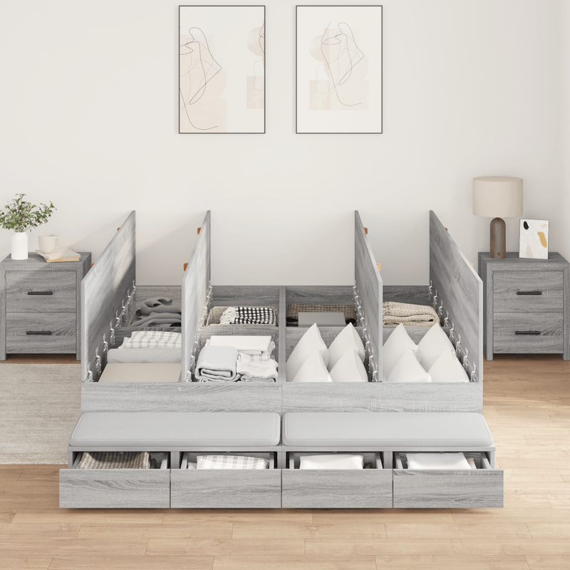Casa si Gradina - Mobilier - Paturi si accesorii - Paturi - Cadru de pat cu depozitare Gri Sonoma 140x200 cm - Infinity.ro