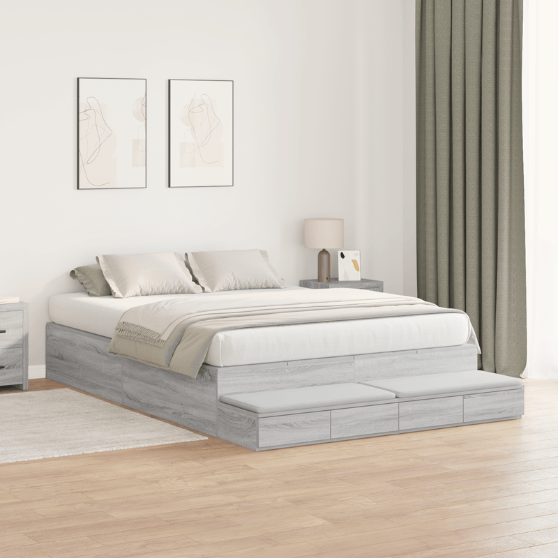 Casa si Gradina - Mobilier - Paturi si accesorii - Paturi - Cadru de pat cu depozitare Gri Sonoma 140x200 cm - Infinity.ro