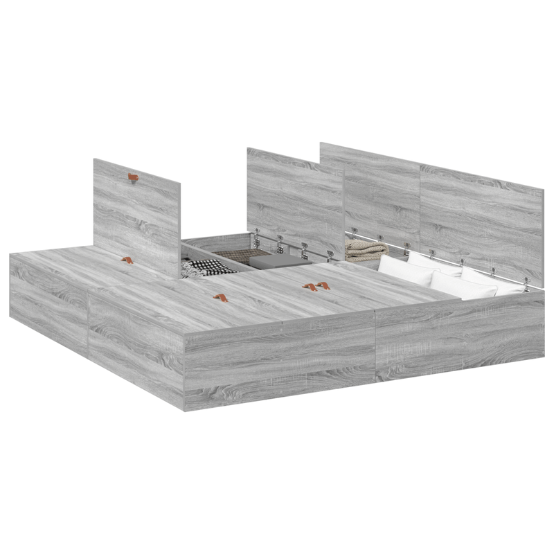 Casa si Gradina - Mobilier - Paturi si accesorii - Paturi - Cadru de pat cu depozitare  Gri Sonoma 200x200 cm - Infinity.ro