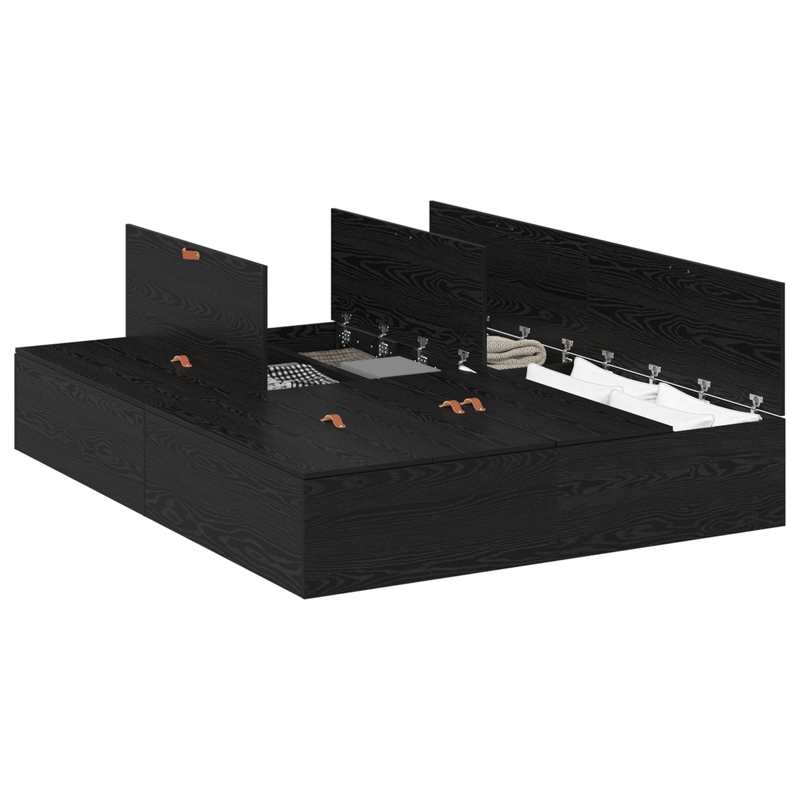 Casa si Gradina - Mobilier - Paturi si accesorii - Paturi - Cadru de pat cu depozitare  Negru Stejar 150x200 cm - Infinity.ro