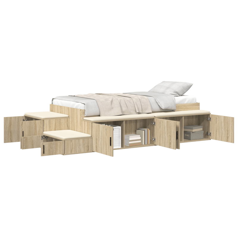 Casa si Gradina - Mobilier - Paturi si accesorii - Paturi - Cadru de Pat cu Stocare Stejar Sonoma 80x200 cm - Infinity.ro
