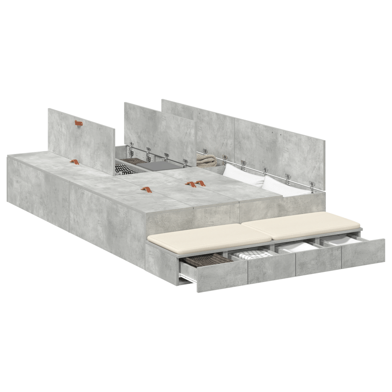 Casa si Gradina - Mobilier - Paturi si accesorii - Paturi - cadru de pat cu depozitare gri ciment 120x190 cm - Infinity.ro