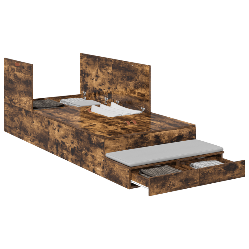 Casa si Gradina - Mobilier - Paturi si accesorii - Paturi - Cadru de pat cu depozitare Stejar fumuriu 100x200 cm - Infinity.ro