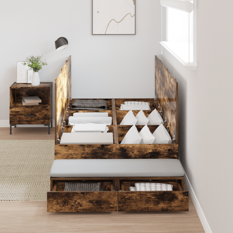 Casa si Gradina - Mobilier - Paturi si accesorii - Paturi - Cadru de pat cu depozitare Stejar fumuriu 100x200 cm - Infinity.ro