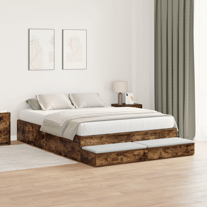 Casa si Gradina - Mobilier - Paturi si accesorii - Paturi - Cadru de pat cu depozitare Stejar afumat 140x190 cm - Infinity.ro