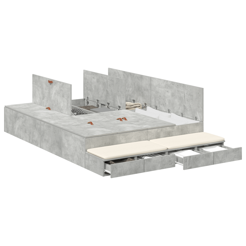 Casa si Gradina - Mobilier - Paturi si accesorii - Paturi - Cadru de pat gri beton 150x200 cm - Infinity.ro