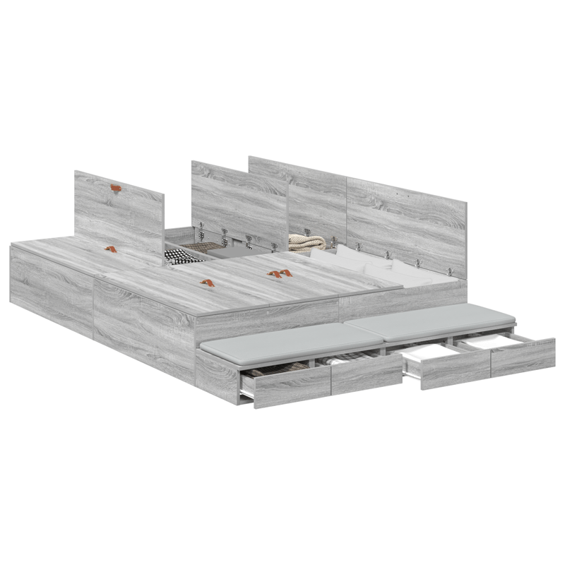 Casa si Gradina - Mobilier - Paturi si accesorii - Paturi - Cadru de pat cu depozitare Gri Sonoma 135x190 cm - Infinity.ro