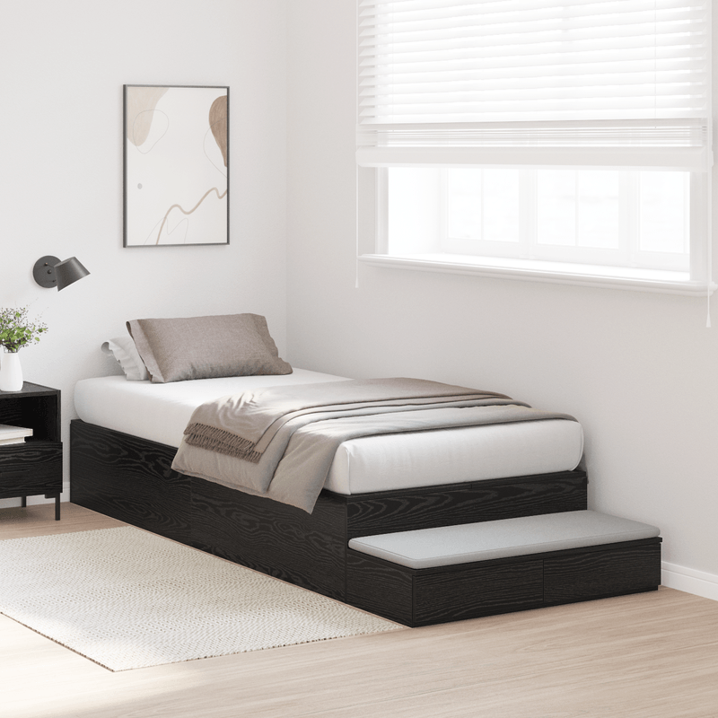 Casa si Gradina - Mobilier - Paturi si accesorii - Paturi - Cadru de pat cu depozitare Negru Stejar 75x190 cm - Infinity.ro