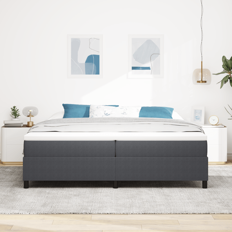 Casa si Gradina - Mobilier - Paturi si accesorii - Paturi - Pat cu arcuri si saltea Gri inchis 200x200 cm Tesatura din calarie - Infinity.ro