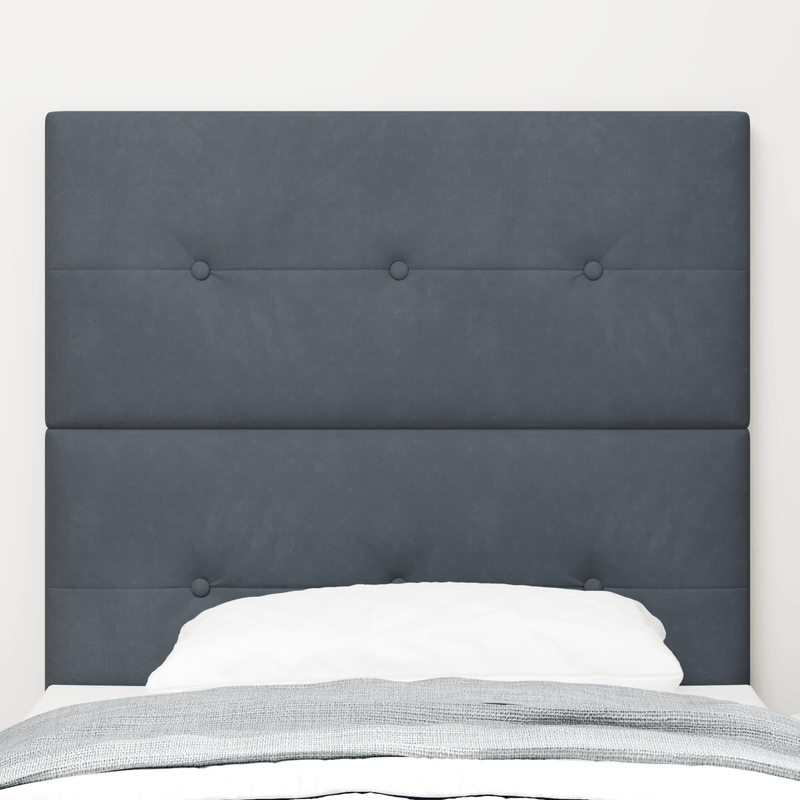 Casa si Gradina - Mobilier - Paturi si accesorii - Accesorii paturi - Tablie de pat cu nasturi, gri inchis, 90 cm catifea - Infinity.ro