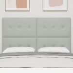 Casa si Gradina - Mobilier - Paturi si accesorii - Accesorii paturi - Tablie de pat cu nasturi, gri deschis, 140 cm, catifea - Infinity.ro