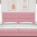 Casa si Gradina - Mobilier - Paturi si accesorii - Accesorii paturi - Tablie de pat cu nasturi, roz, 200 cm, catifea - Infinity.ro