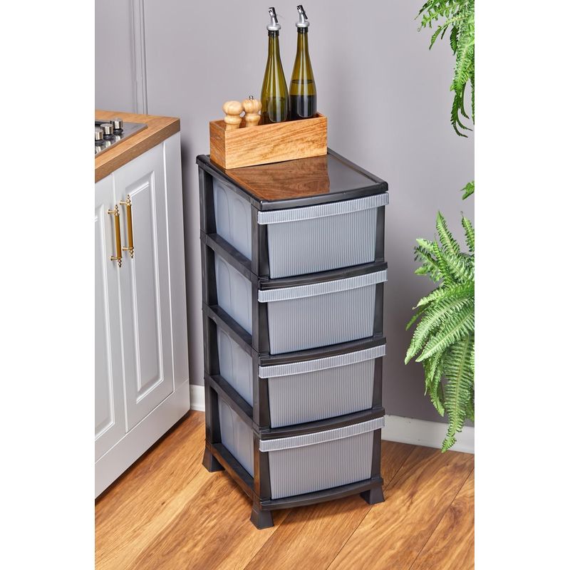 Casa si Gradina - Mobilier - Organizare si depozitare - Organizatoare pentru sertare si dulapuri - Organizator de bucatarie, Hermia, plastic, gri, 90x35x45 cm - Infinity.ro