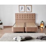 Casa si Gradina - Mobilier - Seturi de mobilier - Seturi dormitor - Set dormitor, Hanah Home, otel si stofa soho, maro deschis, 160x200 cm, 480NRN2840 - Infinity.ro