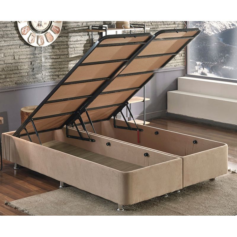 Casa si Gradina - Mobilier - Seturi de mobilier - Seturi dormitor - Set dormitor, Hanah Home, otel si stofa soho, maro deschis, 160x200 cm, 480NRN2840 - Infinity.ro