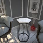Casa si Gradina - Mobilier - Mese si birouri - Mese living - Masuta laterala, Hanah Home, panou aglomerat cu melamina, alb si negru, 40x35x62 cm - Infinity.ro