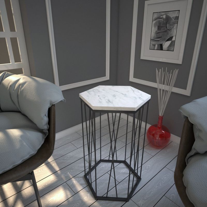 Casa si Gradina - Mobilier - Mese si birouri - Mese living - Masuta laterala, Hanah Home, panou aglomerat cu melamina, alb si negru, 40x35x62 cm - Infinity.ro