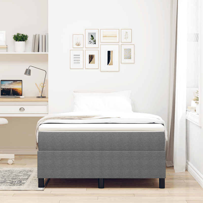 Casa si Gradina - Mobilier - Paturi si accesorii - Paturi - Pat cu arcuri, gri deschis, mic dublu 100x200 cm catifea raiata - Infinity.ro