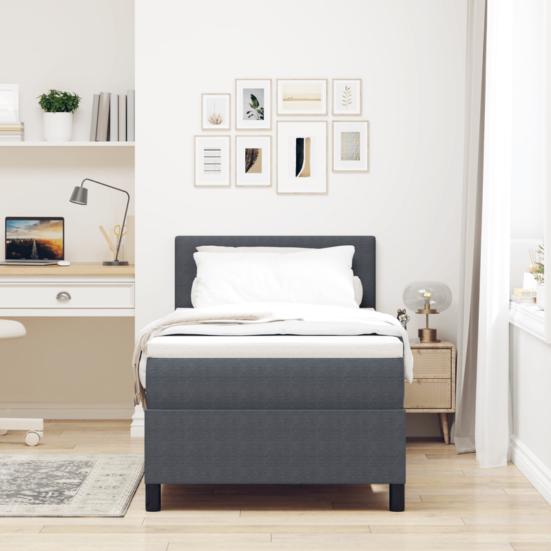 Casa si Gradina - Mobilier - Paturi si accesorii - Paturi - Pat cu arcuri cu saltea gri inchis 80x200 cm tesatura de corduroy - Infinity.ro