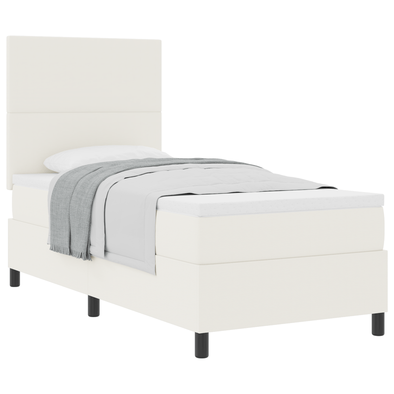 Casa si Gradina - Mobilier - Paturi si accesorii - Paturi - Pat cu arcuri si saltea crem 90x200 cm tesatura din corduroy - Infinity.ro